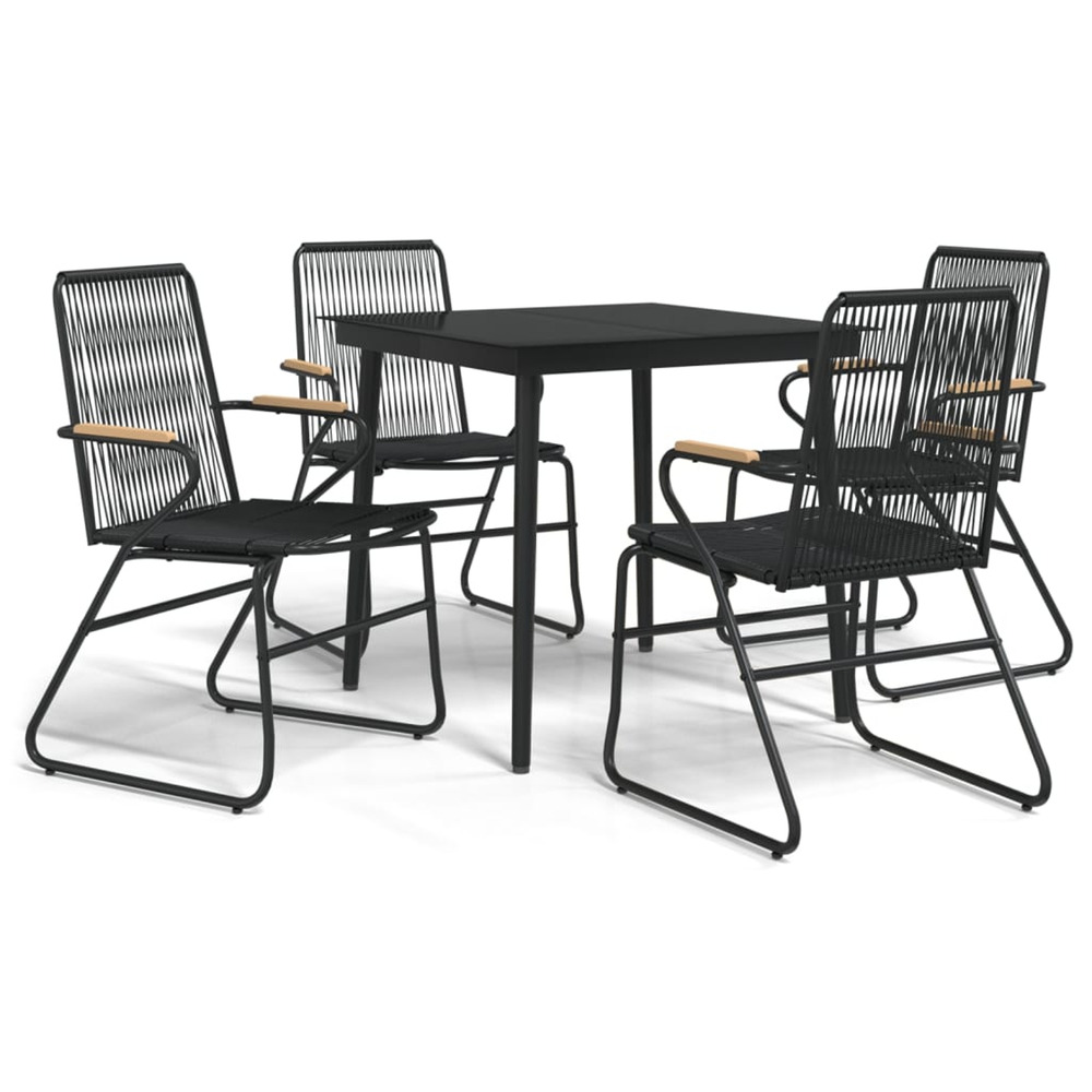 Ensemble à manger de jardin 5 pcs noir rotin pvc