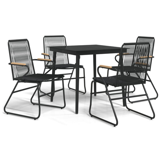 Ensemble à manger de jardin 5 pcs noir rotin pvc
