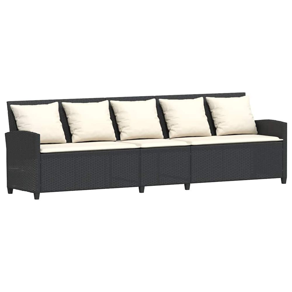 Canapé de jardin avec coussins 5 places noir résine tressée