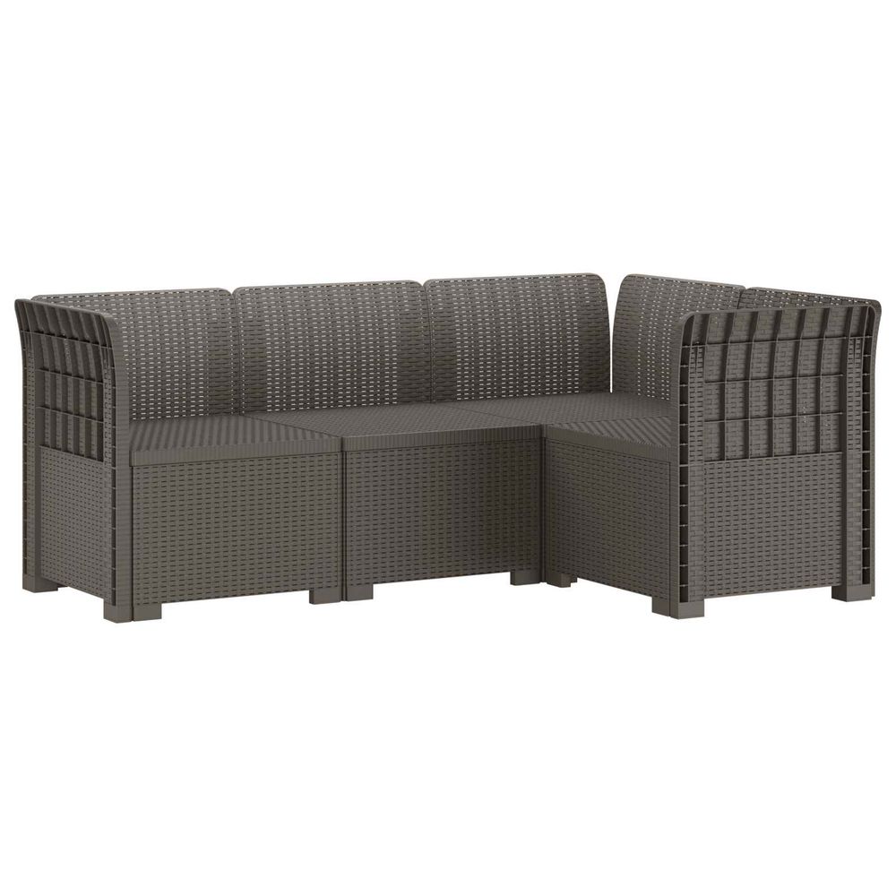 Canapé de jardin 4 places aspect rotin pp gris clair