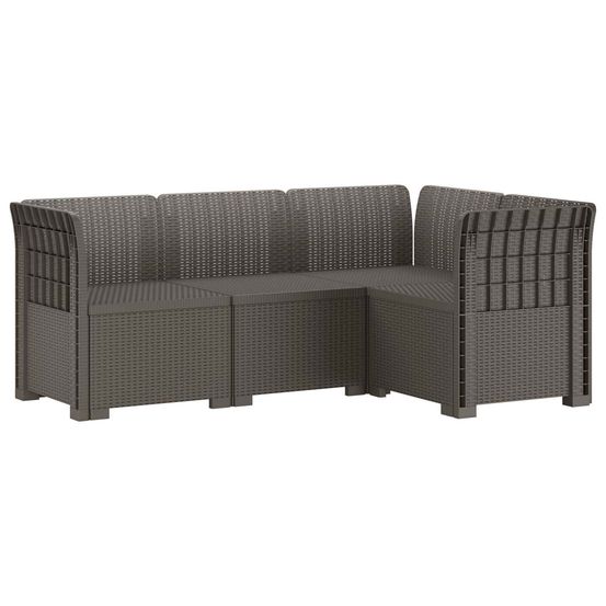 Canapé de jardin 4 places aspect rotin pp gris clair