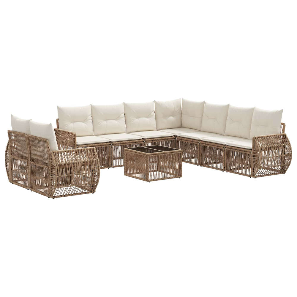 Ensemble de canapé de jardin 10 pcs beige et blanc crème