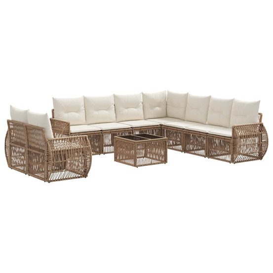 Ensemble de canapé de jardin 10 pcs beige et blanc crème
