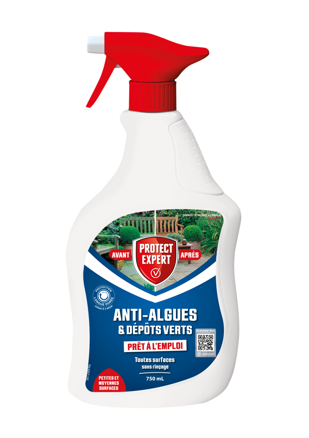 Anti algues & lichens - anti-dépôt vert - 750ml - prêt à l'emploi - petites & moyennes surfaces