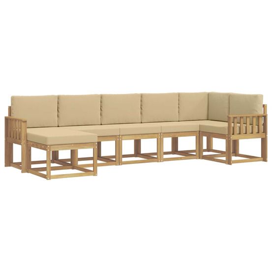 Ensemble de canapés d'extérieur 7 pc blanc et beige polyester