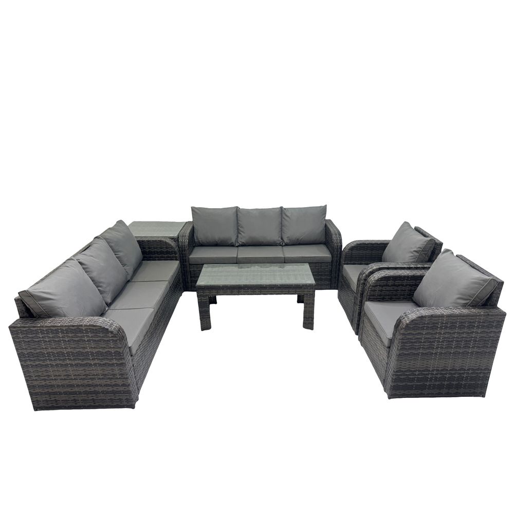 Ensembles de salon de jardin avec chaise inclinable table basse table d'appoint gris foncé mixte