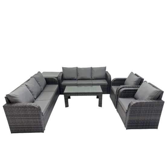 Ensembles de salon de jardin avec chaise inclinable table basse table d'appoint gris foncé mixte
