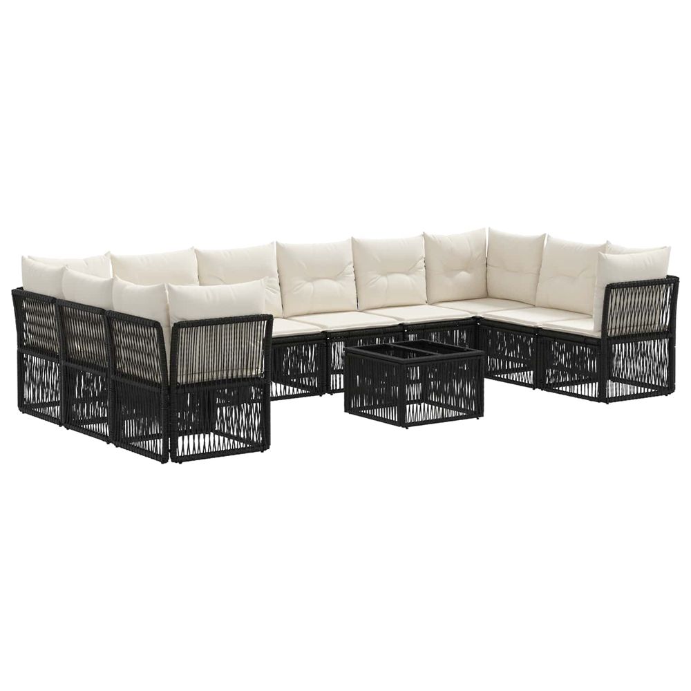 Ensemble de canapé de jardin 11 pc noir polyrotin