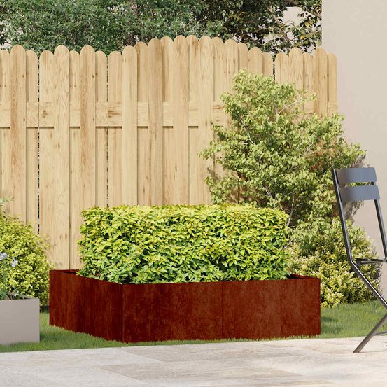 Potager carré acier effet rouillé design jardin 100x100x30 cm