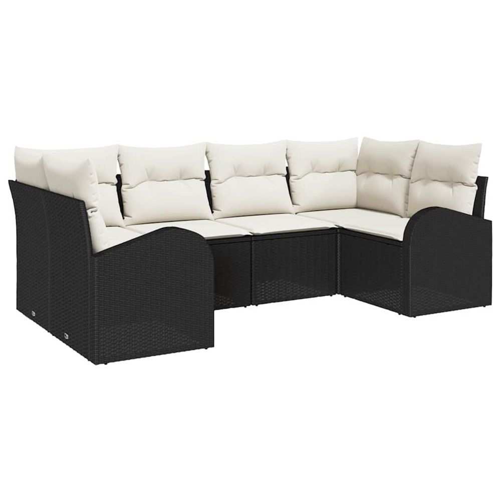 Ensemble de canapé de jardin 6 pc noir et blanc polyrotin