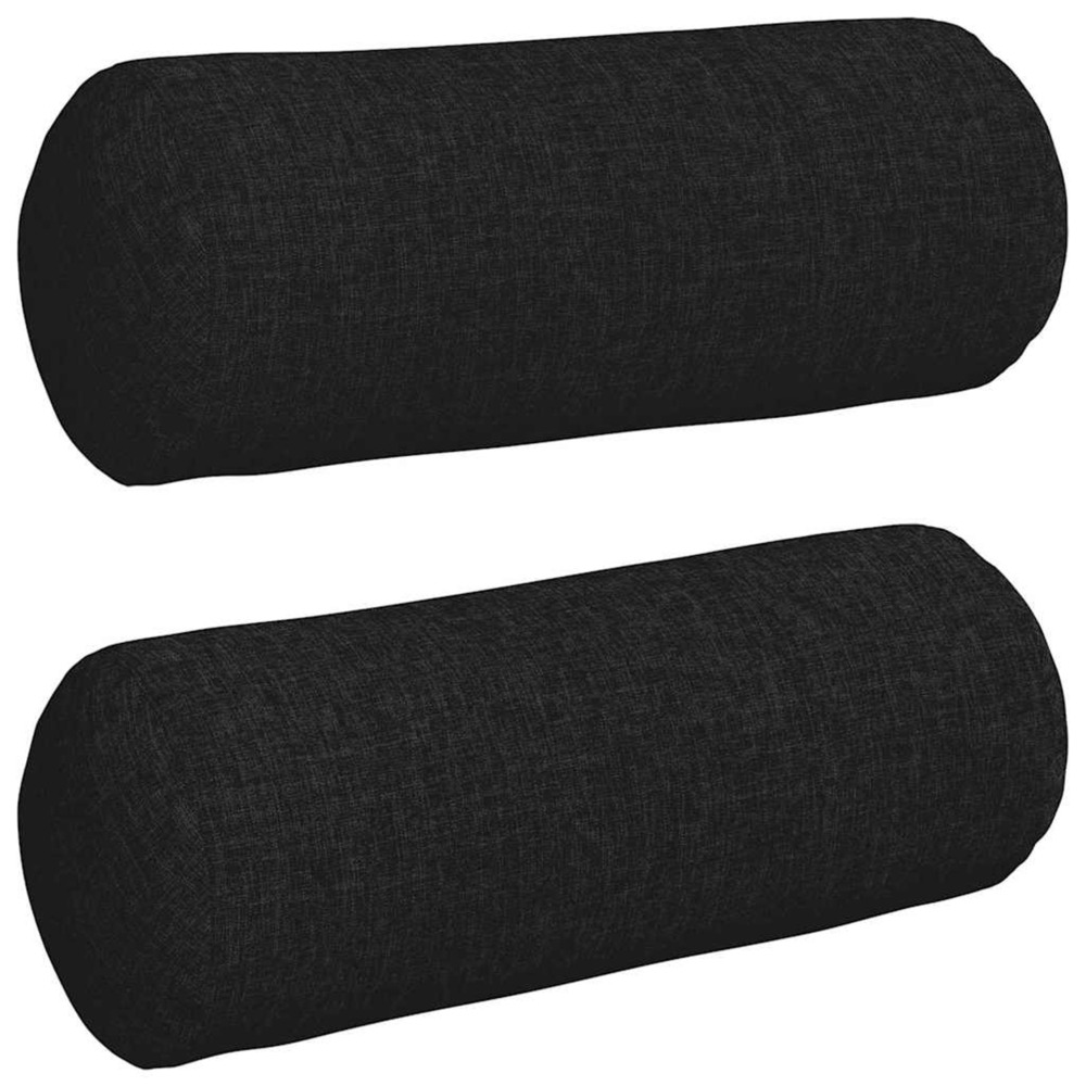 Coussins d'accent 2 pcs noir ø 15 x 40 cm tissu