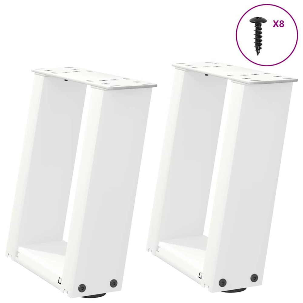 Pieds de table basse en u 2 pièces blanc 30 x (30-31) cm acier
