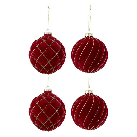 Lot de 4 boules de noël velours