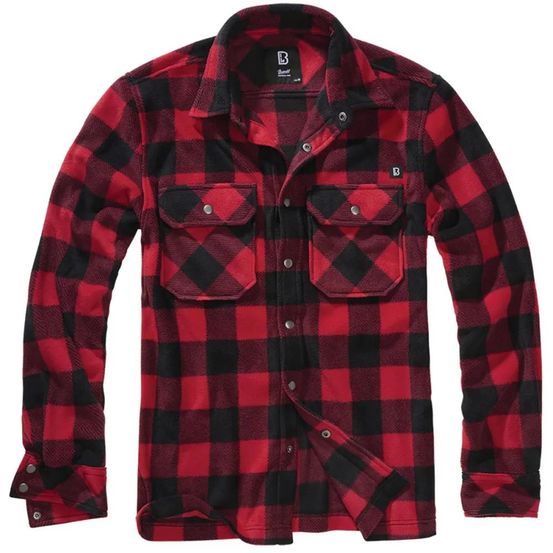 Chemise polaire homme jeff brandit® - rouge et noire - manches longues