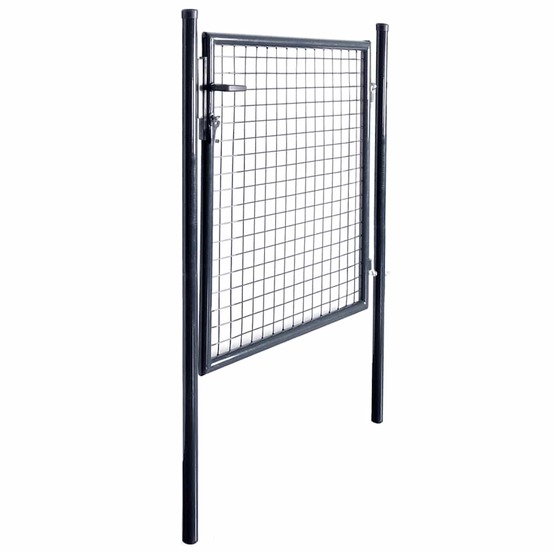 Portail de jardin grillagé en acier galvanisé 100x100 cm gris