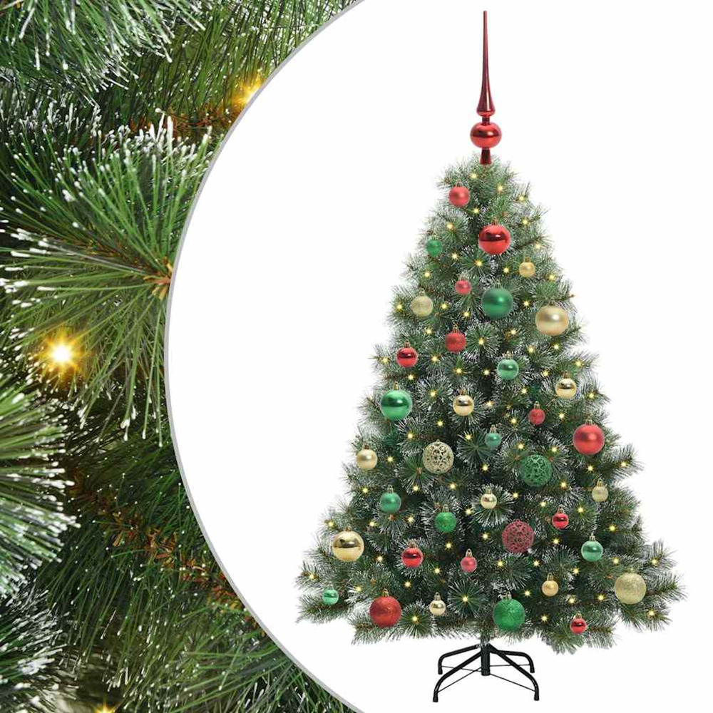 Sapin de noël artificiel avec 150 led vert 120 cm pe et pvc