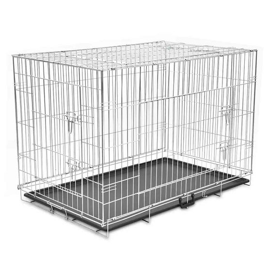 Cage de transport pliable acier pour grand chien taille xxl 121x74x83 cm 3 portes
