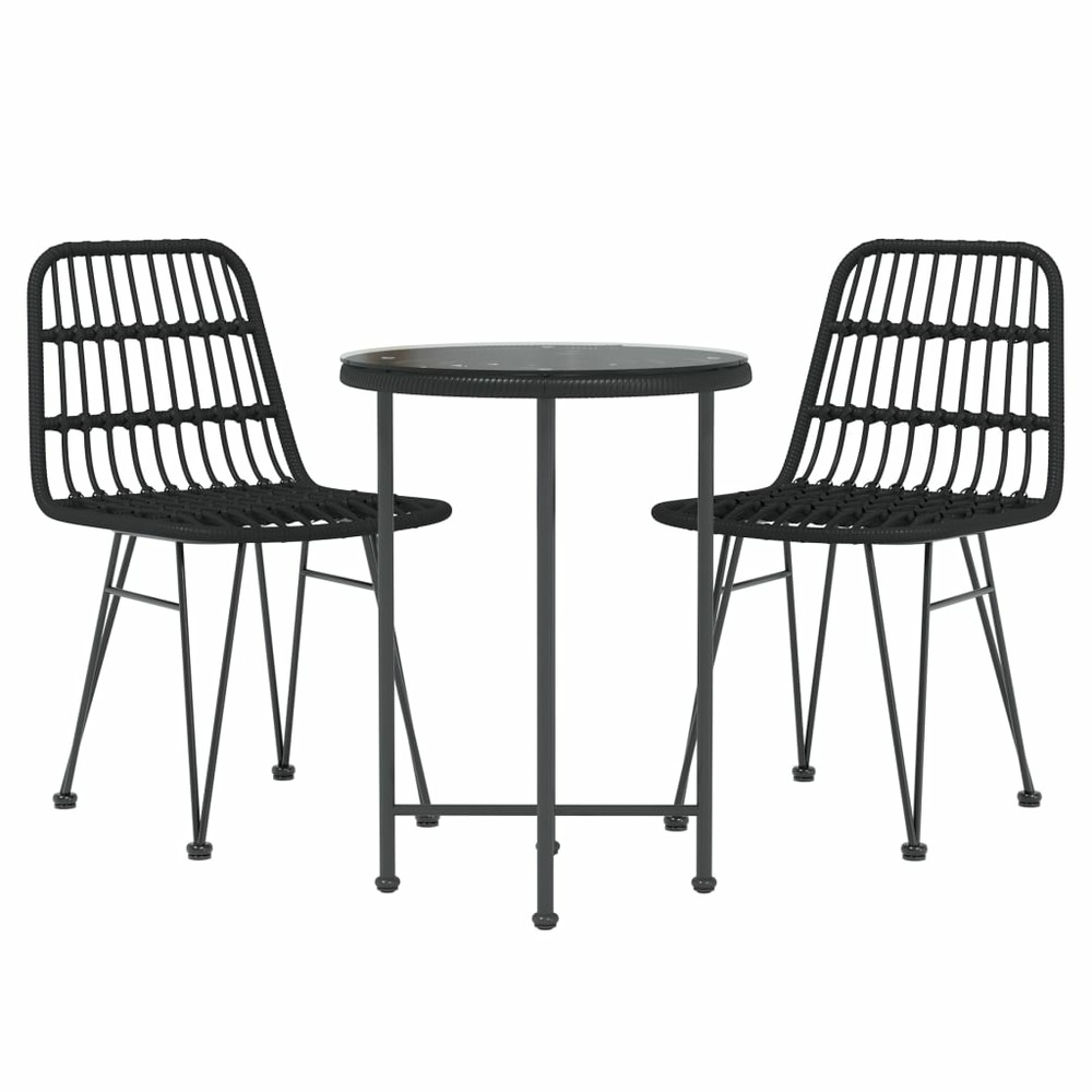 Ensemble de salle à manger de jardin meuble extérieur 3 pièces noir résine tressée