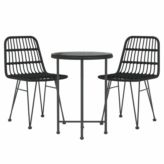Ensemble de salle à manger de jardin meuble extérieur 3 pièces noir résine tressée