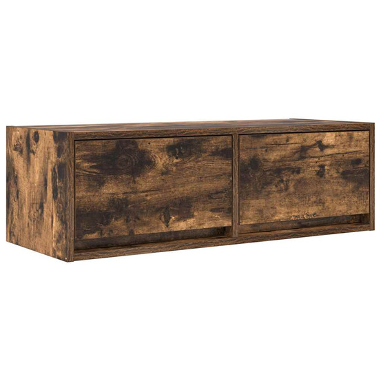 Meuble tv chêne fumé 80x31x25,5 cm bois d'ingénierie