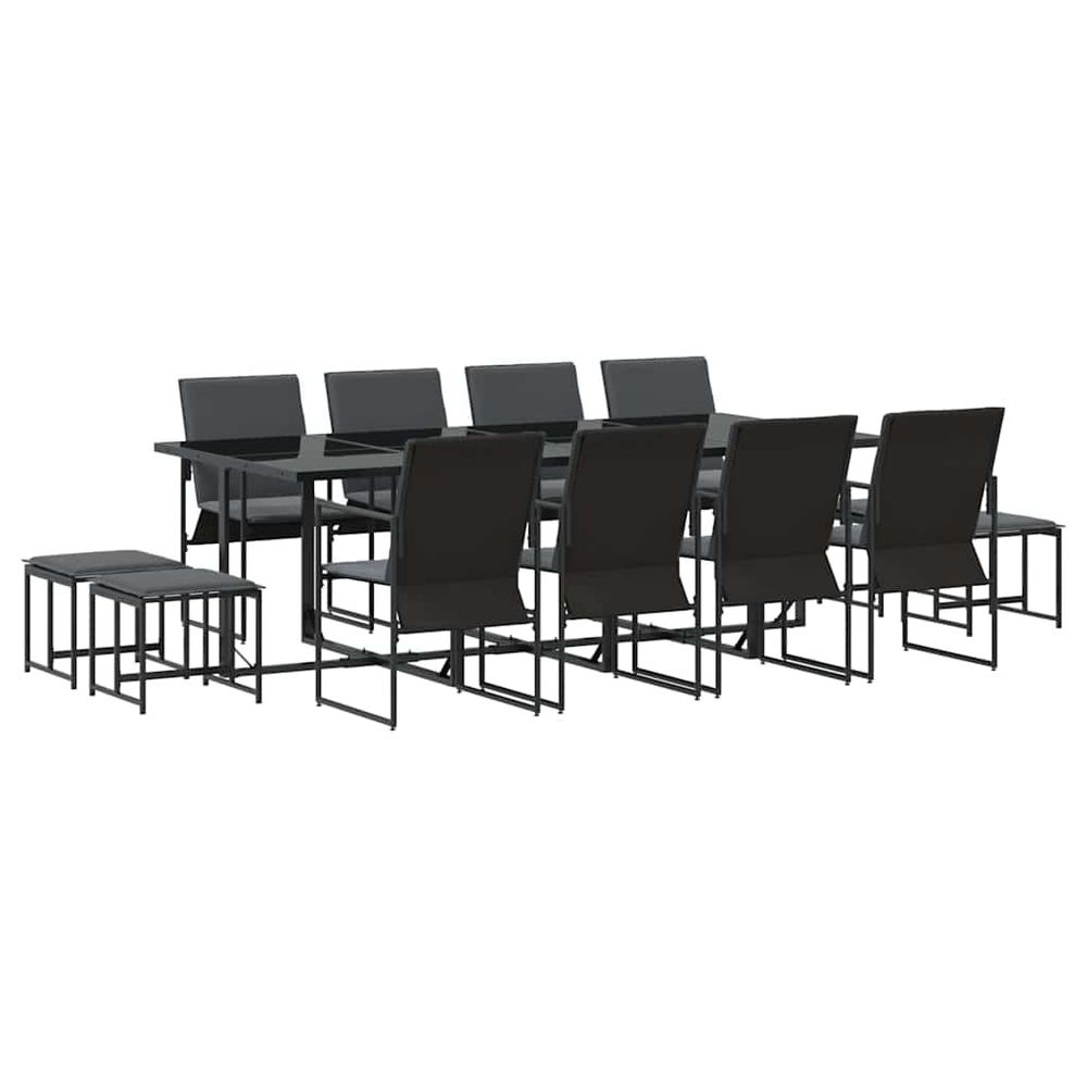 Ensemble de salle à manger pour jardin 13 pc noir acier