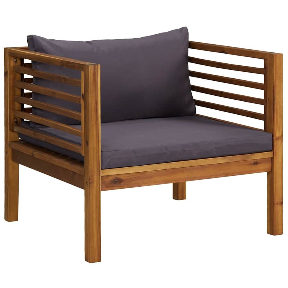 Chaise de jardin avec coussins gris foncé bois d'acacia massif