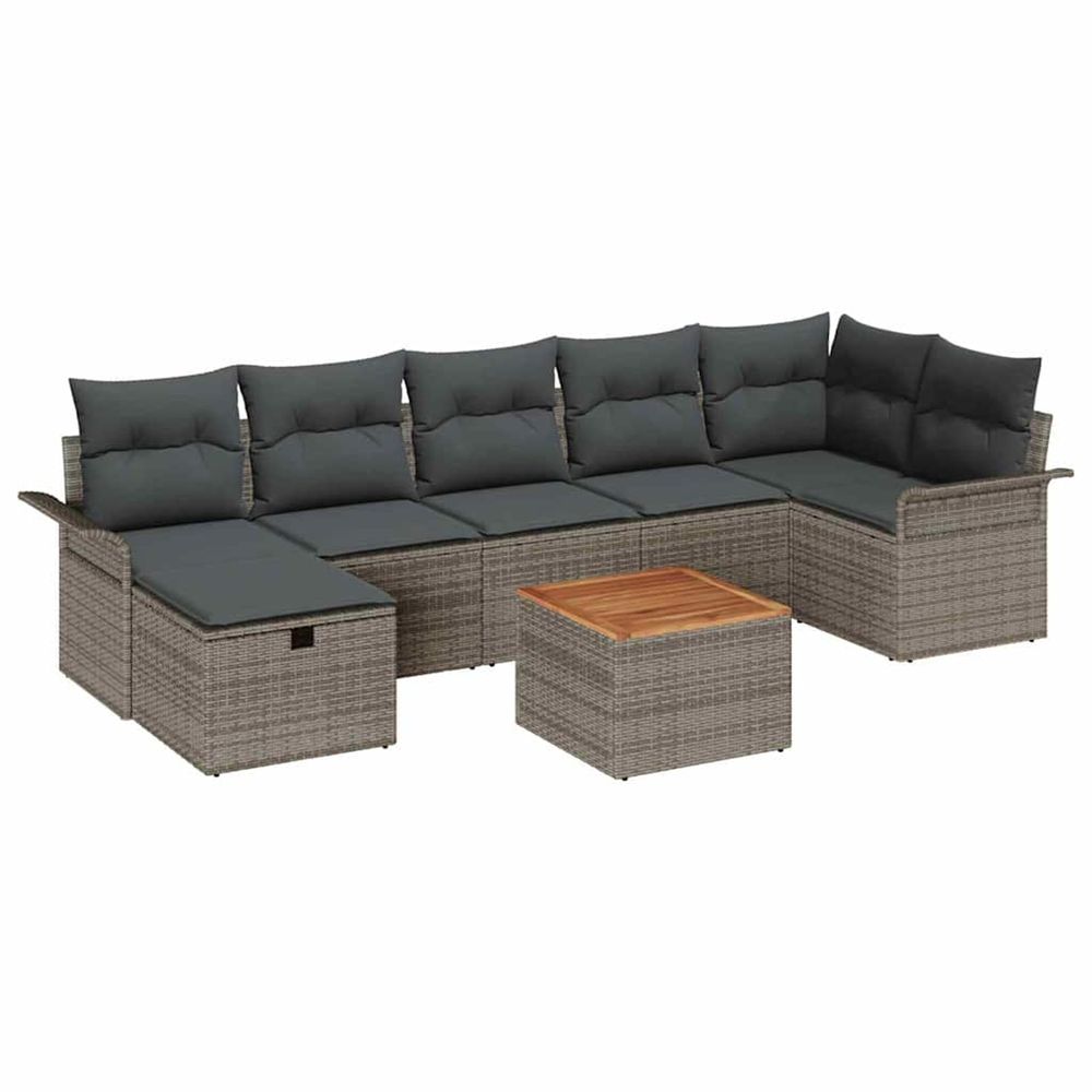 Ensemble de canapé de jardin 8 pc gris poly rotin