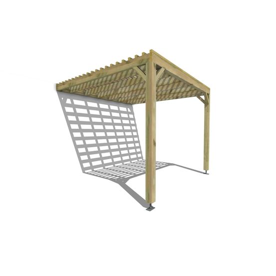 Pergola bois • 3m x 3m • adossée • sens profondeur • lattage bois • livraison comprise