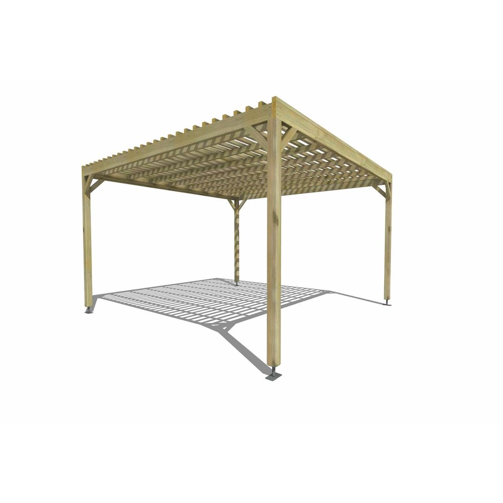 Pergola bois • 4m x 4m • indépendante • sens profondeur • lattage bois • livraison comprise