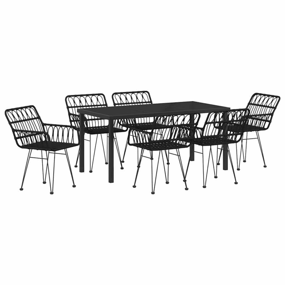 Ensemble de salle à manger pour jardin 7 pcs noir