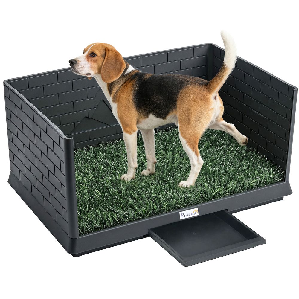 Toilette pour chien pp pe intérieur parois hautes anti-éclaboussures 75x51cm noir - comfortxl outdoor living
