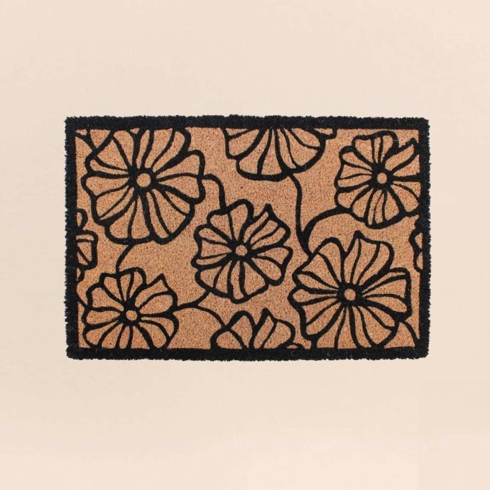 Paillasson coco imprimé grandes fleurs 40x60cm