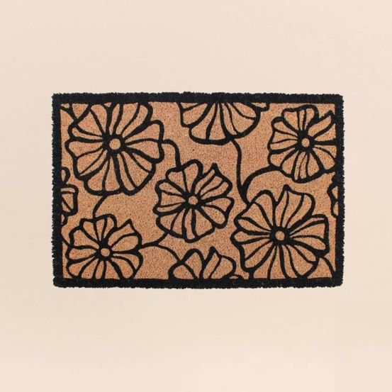 Paillasson coco imprimé grandes fleurs 40x60cm