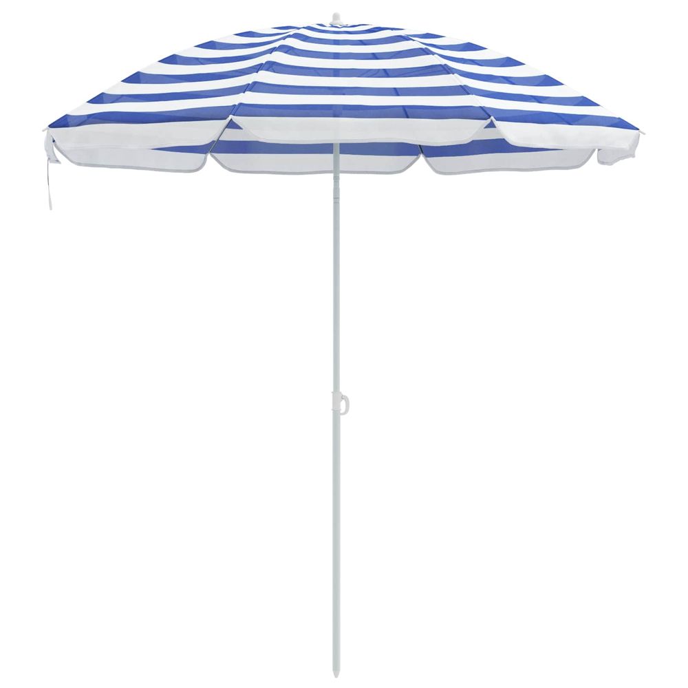 Parasol de jardin polyester 170t bleu et blanc