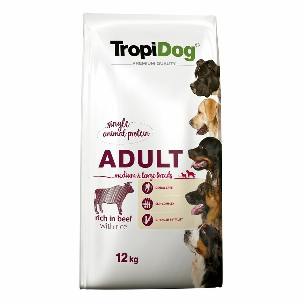 Nourriture tropi dog premium adult medium & large adulte veau riz 12 kg