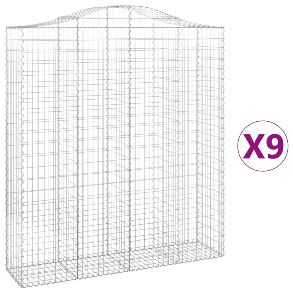Paniers à gabions arqués 9 pcs 200x50x220/240 cm fer galvanisé