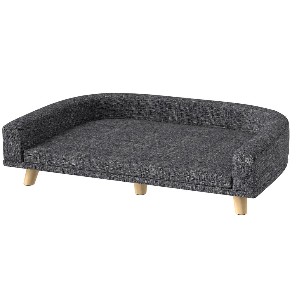 Canapé chien surélevé polyester et bois 98 x 67 cm gris foncé grand chien couchage lavable - comfortxl outdoor living