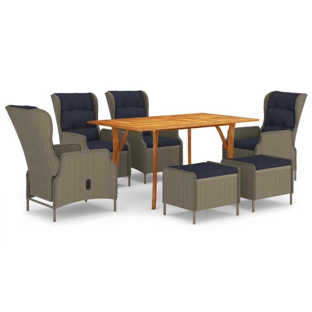 Ensemble de salle à manger de jardin 7 pcs marron