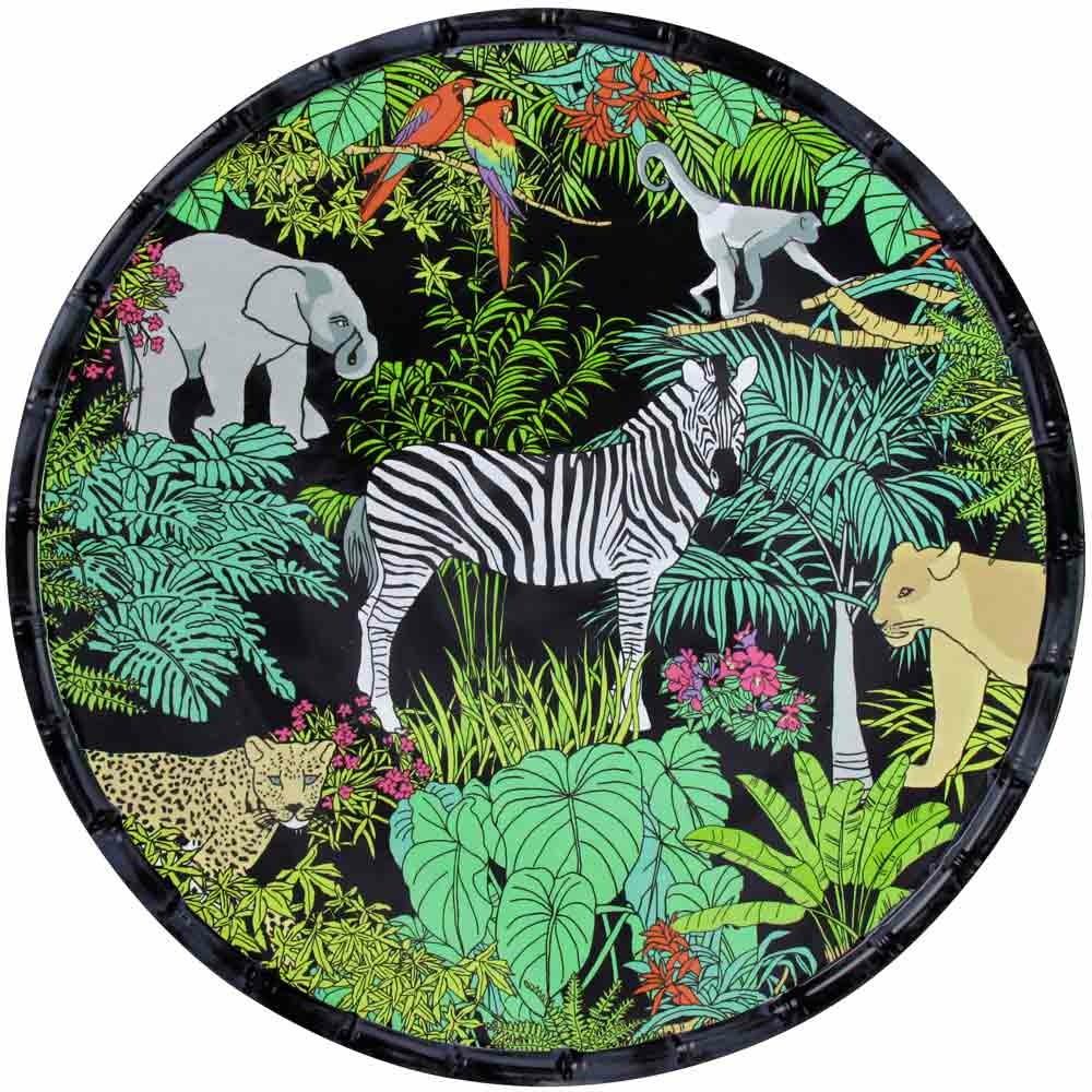 Plat de service rond en mélamine- 35,5 cm - jungle