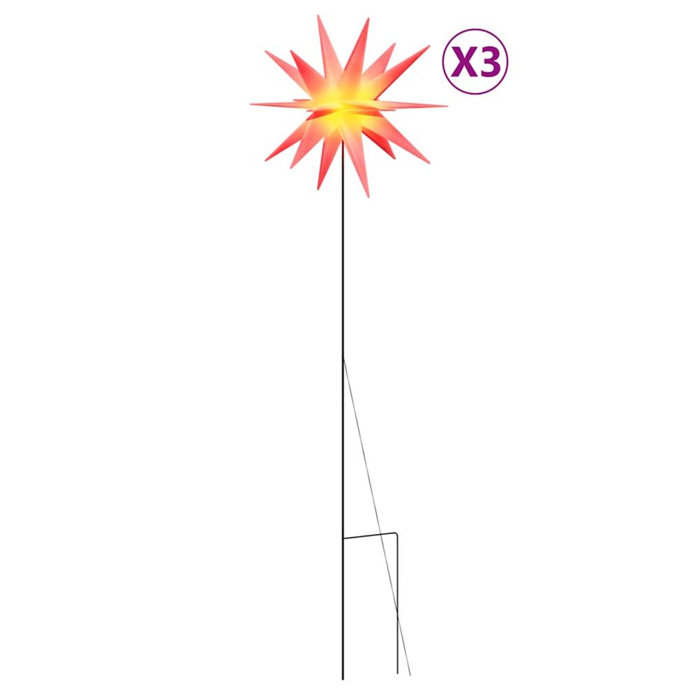 Lumières de noël avec piquets 3 pcs led pliable rouge 35 cm