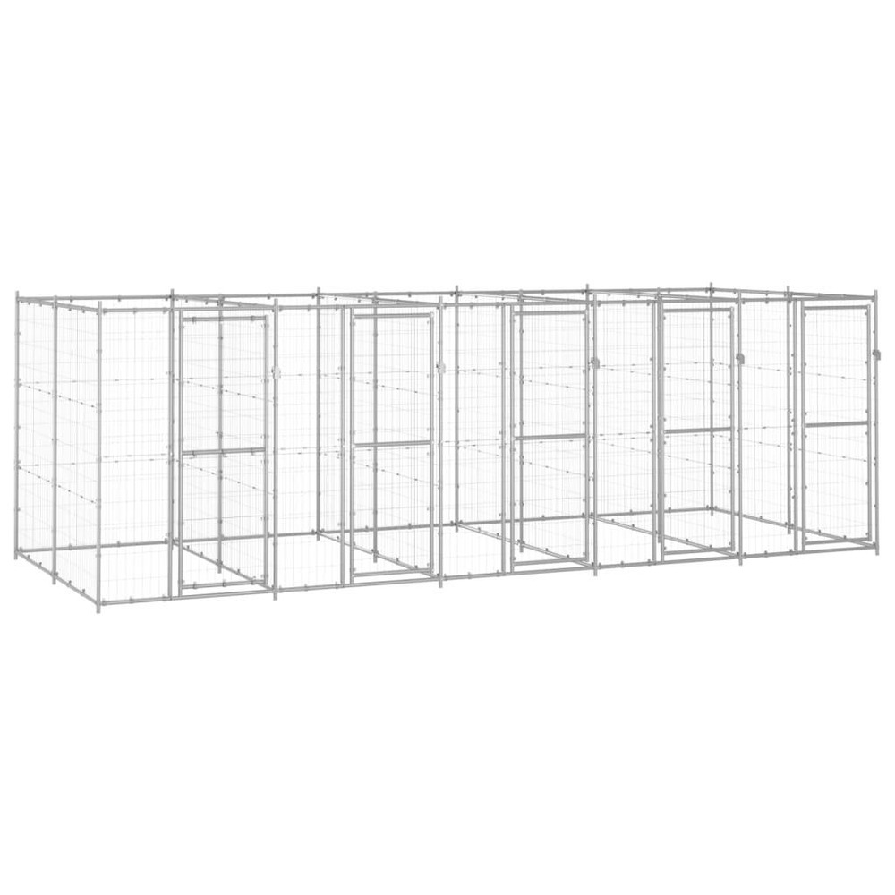 Chenil extérieur cage enclos parc animaux chien extérieur acier galvanisé 12,1 m²