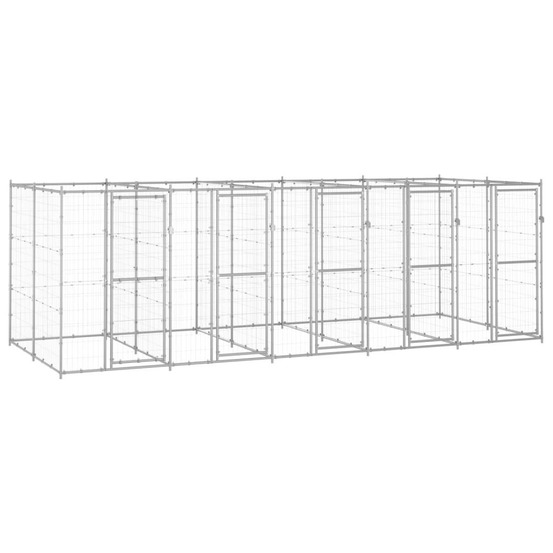 Chenil extérieur cage enclos parc animaux chien extérieur acier galvanisé 12,1 m²