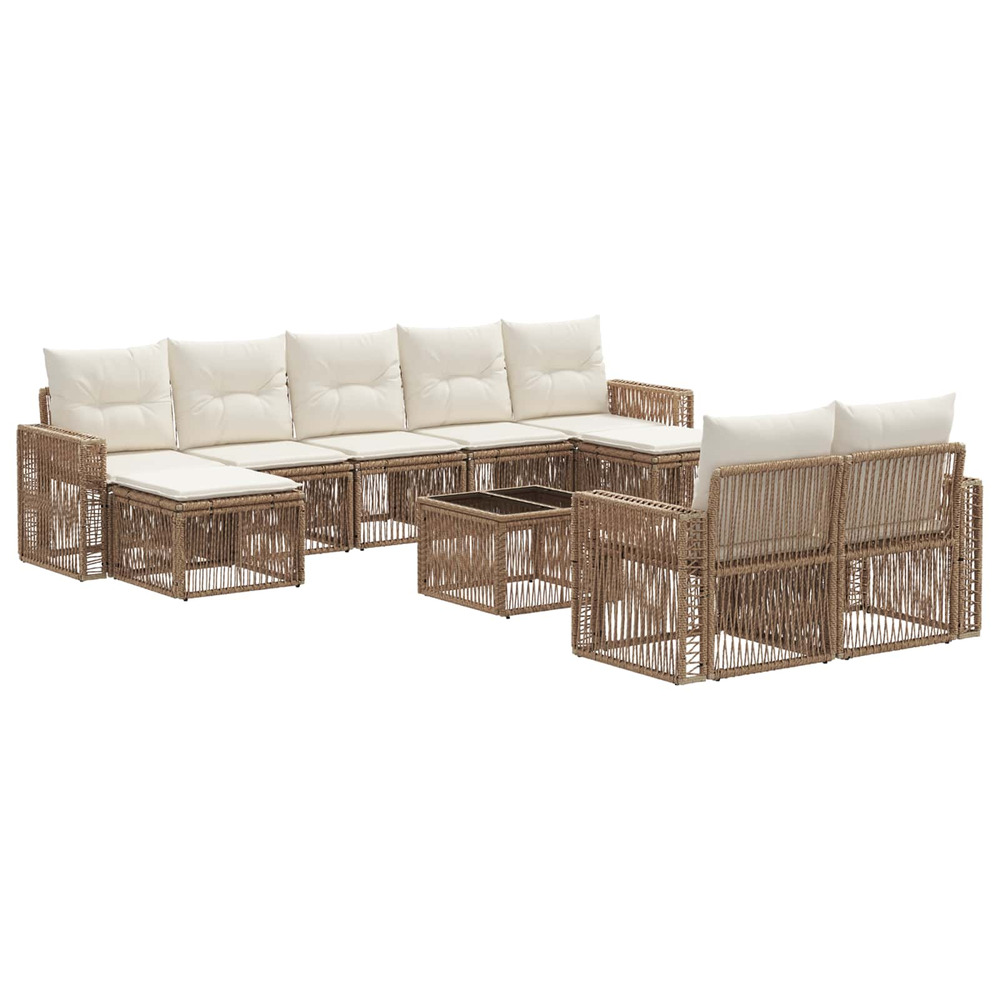 Ensemble de canapé de jardin 10 pcs beige et blanc crème