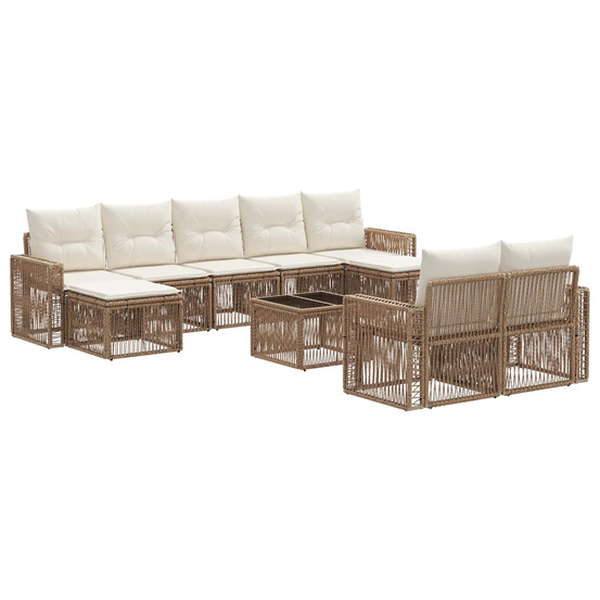 Ensemble de canapé de jardin 10 pcs beige et blanc crème