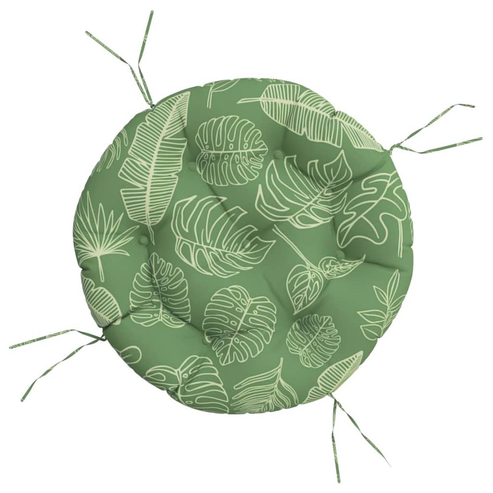 Coussin rond à motif de feuilles ø 60 x11 cm tissu oxford