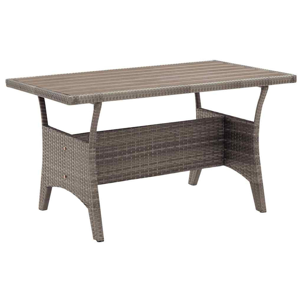 Table de jardin gris 120x70x66 cm résine tressée