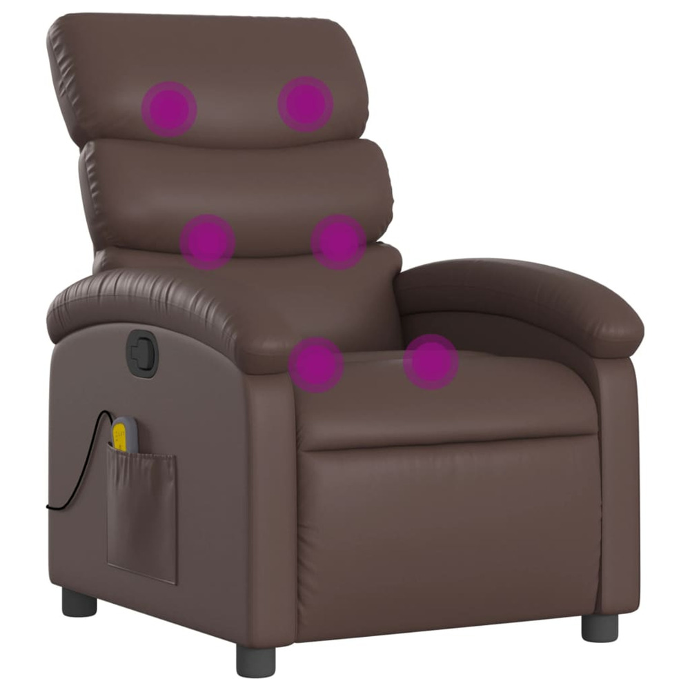 Fauteuil de massage inclinable marron similicuir