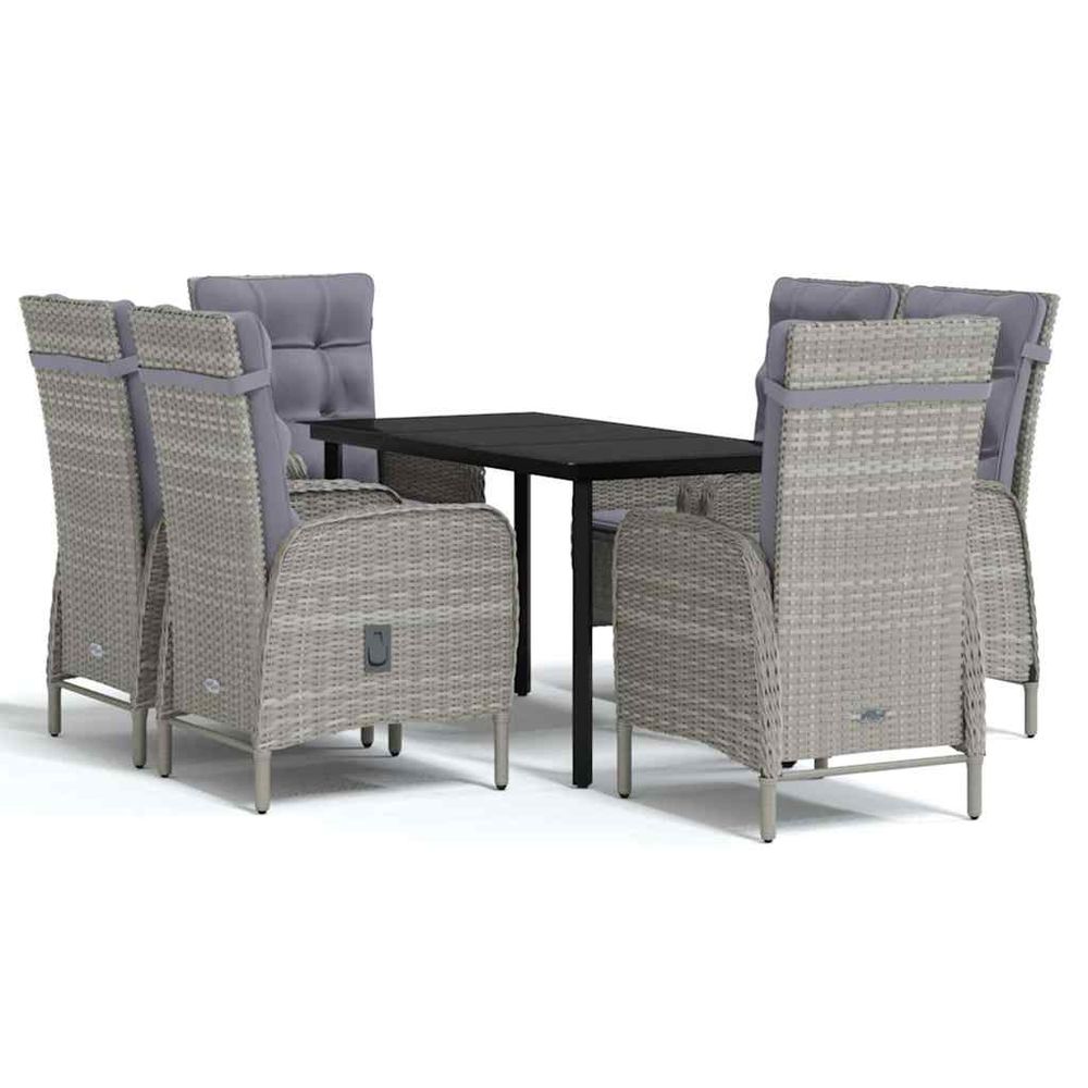 Ensemble à manger de jardin coussins 7pcs gris et noir