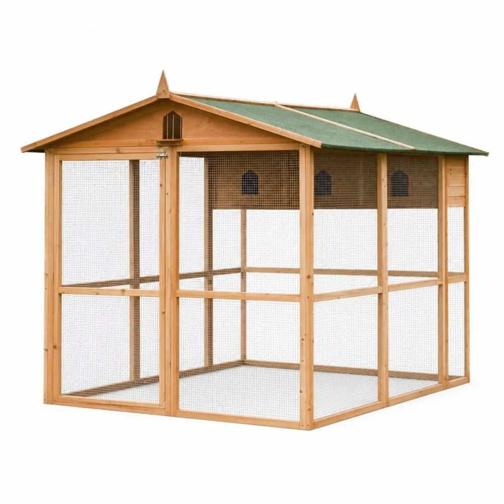 Pigeonnier bois 3 cases avec volière galvanisée – 130 x 160 cm