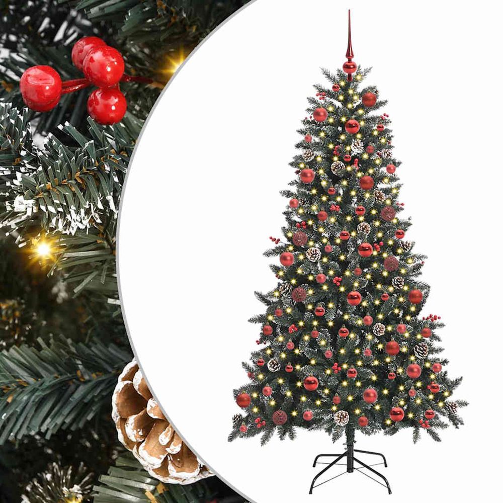 Sapin de noël artificiel vert 180 cm pvc, plastique et acier